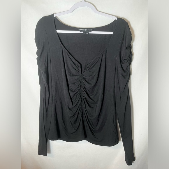 - Veronica Beard Priyanka Ruched Long Sleeve Top Size L - Picture 6 of 11